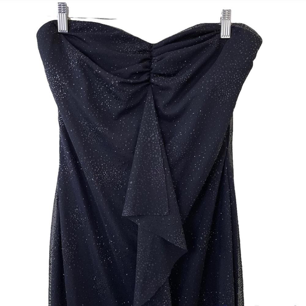 Gunne Sax Black Sparkly Ruffle Crystal Gown in Size 11
